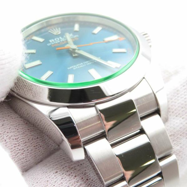 ロレックス ミルガウス グリーンガラス 116400GV ROLEX 腕時計 Zブルー文字盤