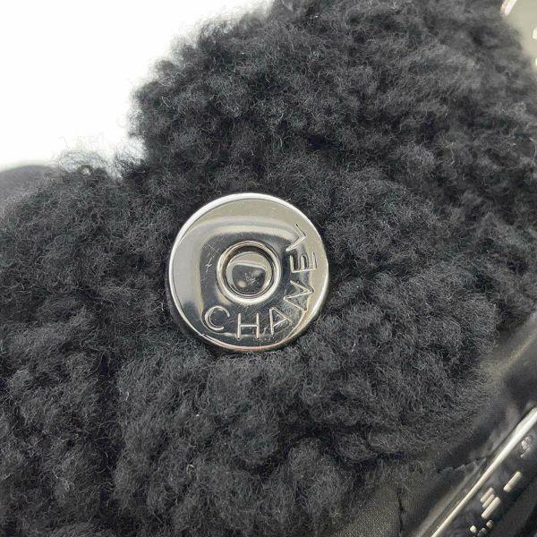 シャネル トートバッグ ココマーク ココネージュ ツイード ムートン AS0981 CHANEL バッグ 巾着バッグ 黒