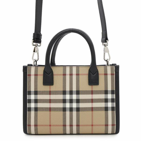 バーバリー トートバッグ チェック ロゴ PVC レザー BURBERRY 2wayショルダー ハンドバッグ 黒