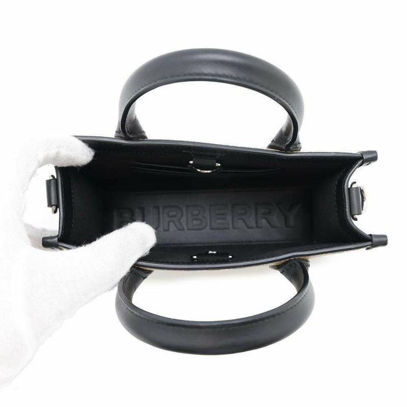 バーバリー トートバッグ チェック ロゴ PVC レザー BURBERRY 2wayショルダー ハンドバッグ 黒