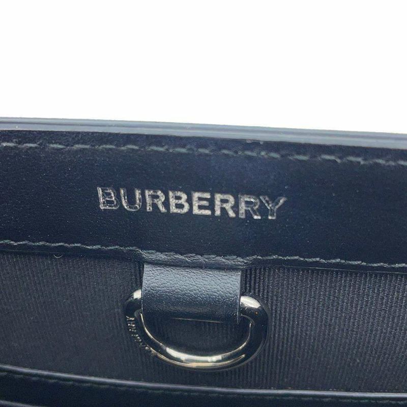 バーバリー トートバッグ チェック ロゴ PVC レザー BURBERRY 2wayショルダー ハンドバッグ 黒