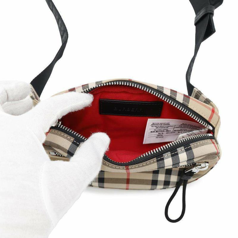 バーバリー ボディバッグ ナイロン BURBERRY バッグ ウエストポーチ 黒