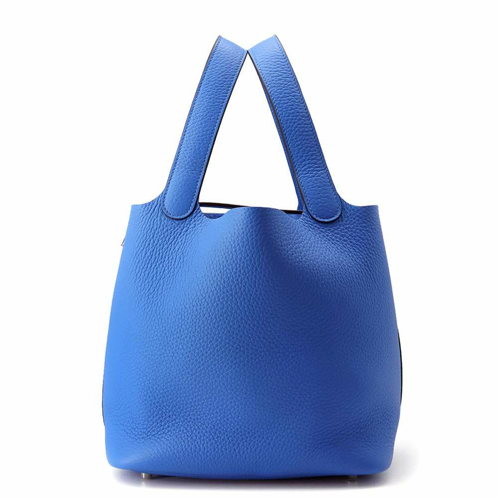 エルメス ハンドバッグ ピコタンロックMM ブルーフランス/シルバー金具 