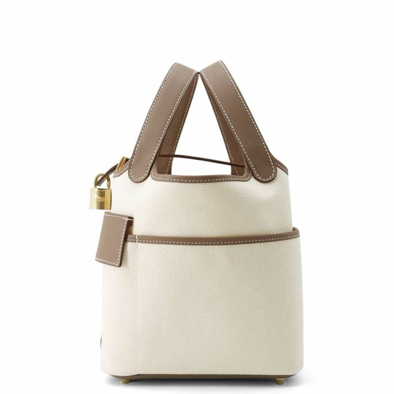 エルメス ハンドバッグ ピコタンロックPM カーゴ エクリュ/エトゥープ/ゴールド金具 トワルゴエラン/スイフト B刻印