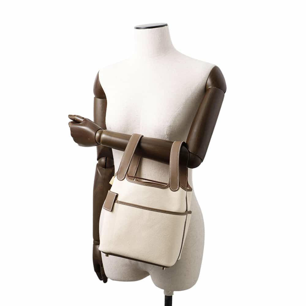 エルメス ハンドバッグ ピコタンロックPM カーゴ エクリュ/エトゥープ/ゴールド金具 トワルゴエラン/スイフト B刻印