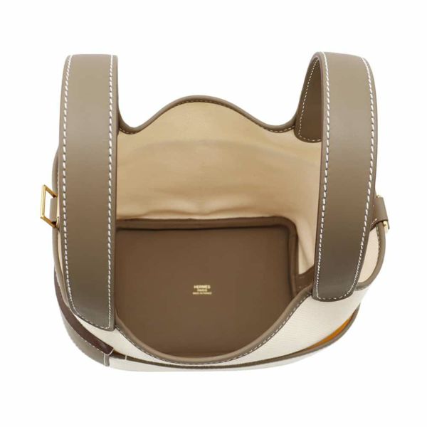 エルメス ハンドバッグ ピコタンロックPM カーゴ エクリュ/エトゥープ/ゴールド金具 トワルゴエラン/スイフト B刻印