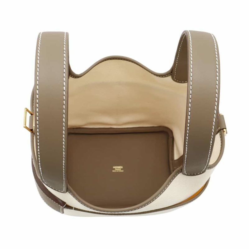 エルメス ハンドバッグ ピコタンロックPM カーゴ エクリュ/エトゥープ/ゴールド金具 トワルゴエラン/スイフト B刻印