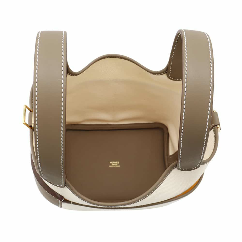 エルメス ハンドバッグ ピコタンロックPM カーゴ エクリュ/エトゥープ/ゴールド金具 トワルゴエラン/スイフト B刻印