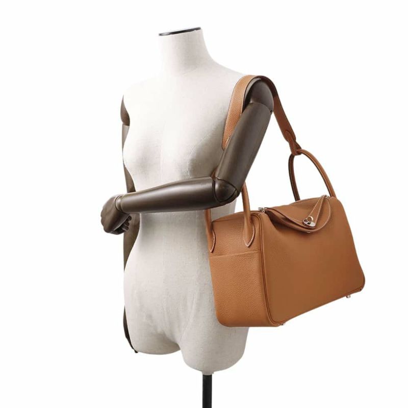 エルメス ハンドバッグ リンディ30 ゴールド/シルバー金具 トリヨンクレマンス W刻印 2wayショルダー