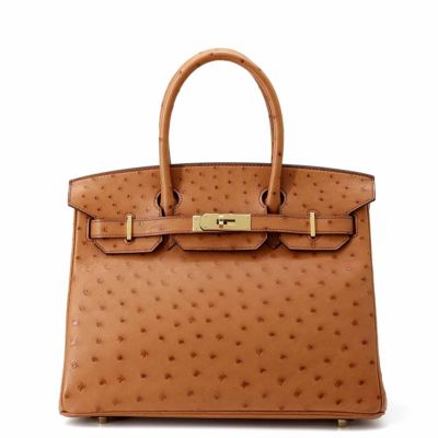 エルメス バーキン30 コニャック/ゴールド金具 オーストリッチ Y刻印 HERMES Birkin ハンドバッグ 安心保証