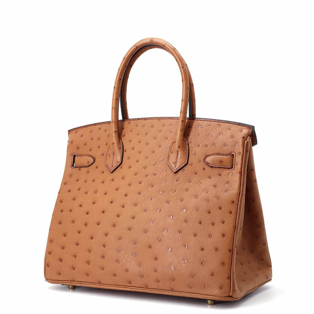 エルメス バーキン30 コニャック/ゴールド金具 オーストリッチ Y刻印 HERMES Birkin ハンドバッグ