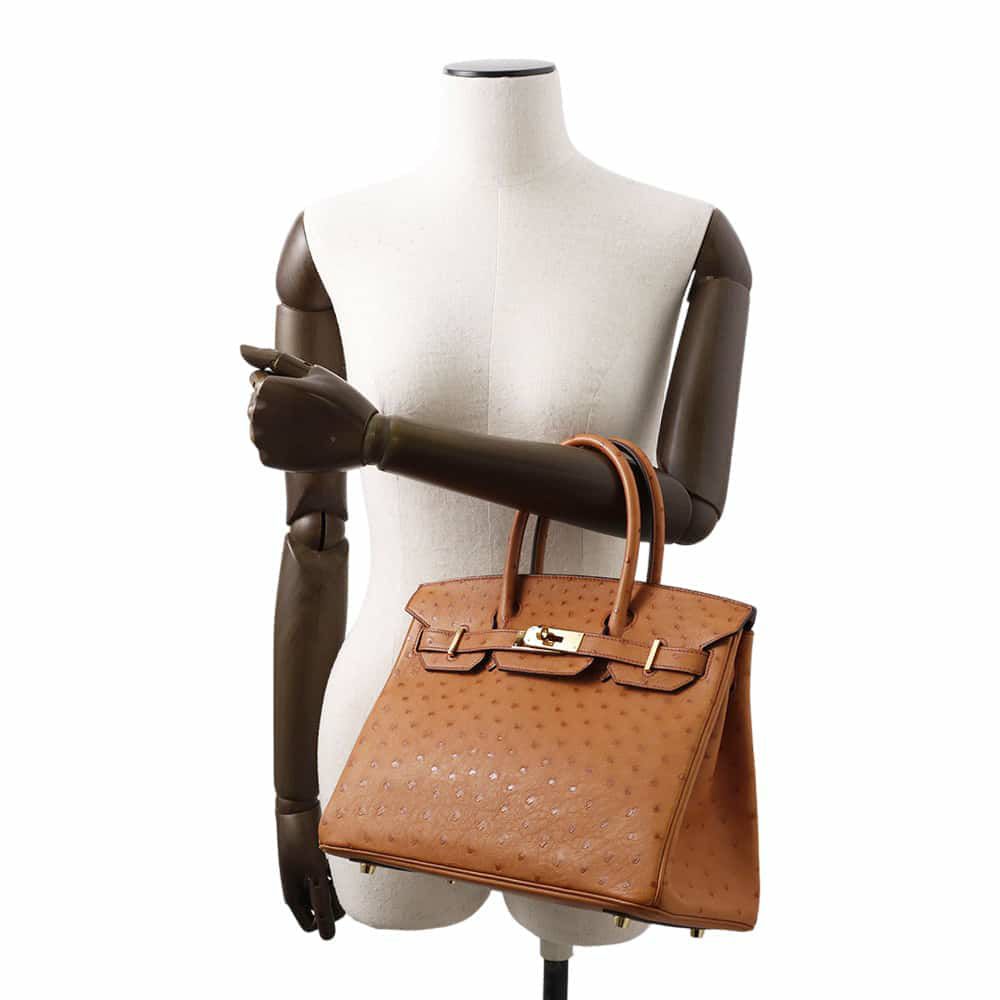 エルメス バーキン30 コニャック/ゴールド金具 オーストリッチ Y刻印 HERMES Birkin ハンドバッグ