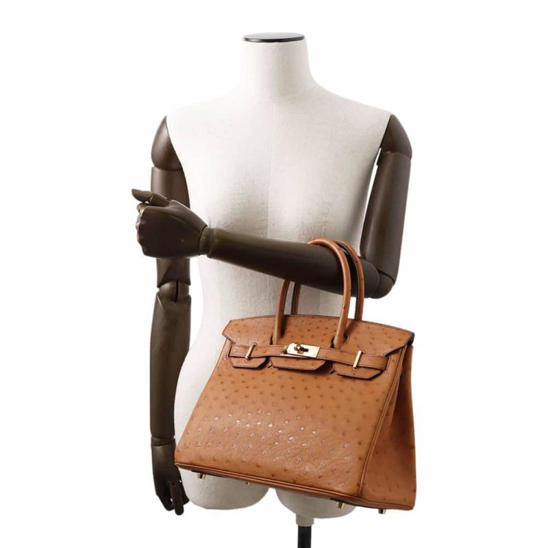 エルメス バーキン30 コニャック/ゴールド金具 オーストリッチ Y刻印 HERMES Birkin ハンドバッグ