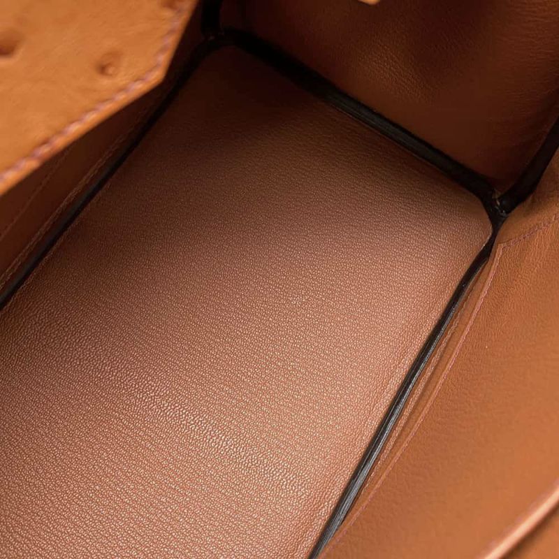 エルメス バーキン30 コニャック/ゴールド金具 オーストリッチ Y刻印 HERMES Birkin ハンドバッグ