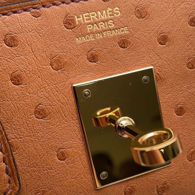 エルメス バーキン30 コニャック/ゴールド金具 オーストリッチ Y刻印 HERMES Birkin ハンドバッグ