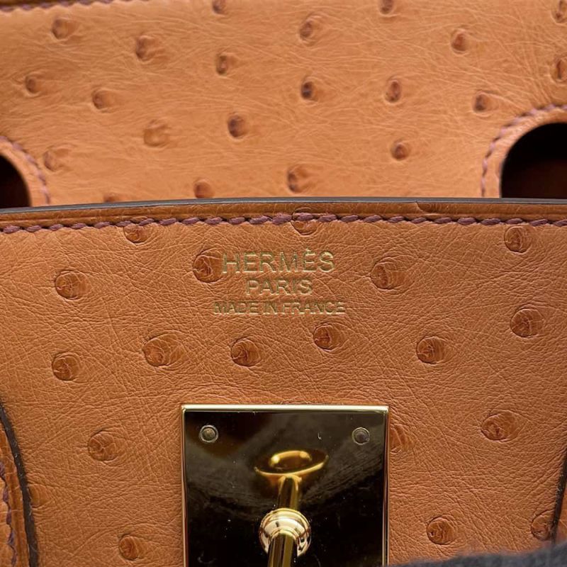 エルメス バーキン30 コニャック/ゴールド金具 オーストリッチ Y刻印 HERMES Birkin ハンドバッグ