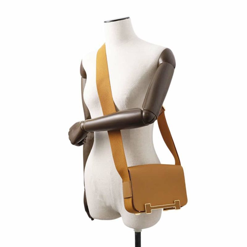 エルメス ショルダーバッグ ゲタ キャメル/ゴールド金具 シェブルミゾル W刻印 HERMES バッグ シェーブル