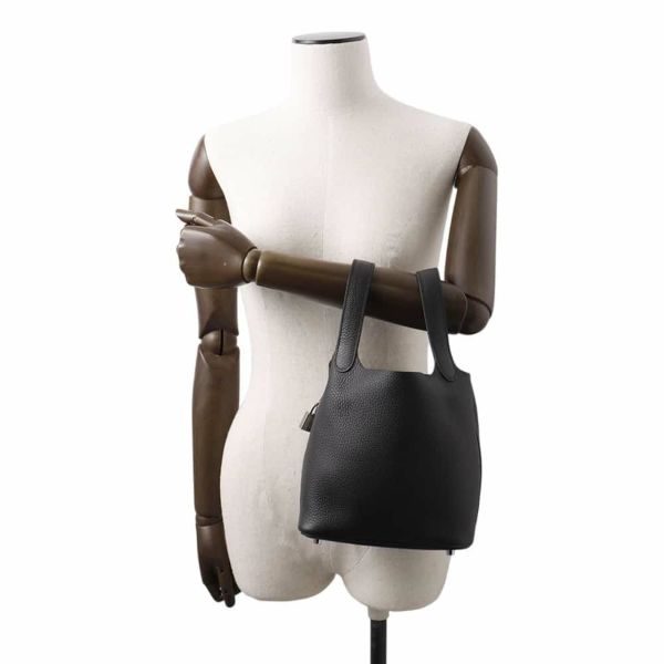 エルメス ハンドバッグ ピコタンロックPM ブラック/シルバー金具 トリヨンクレマンス W刻印 黒