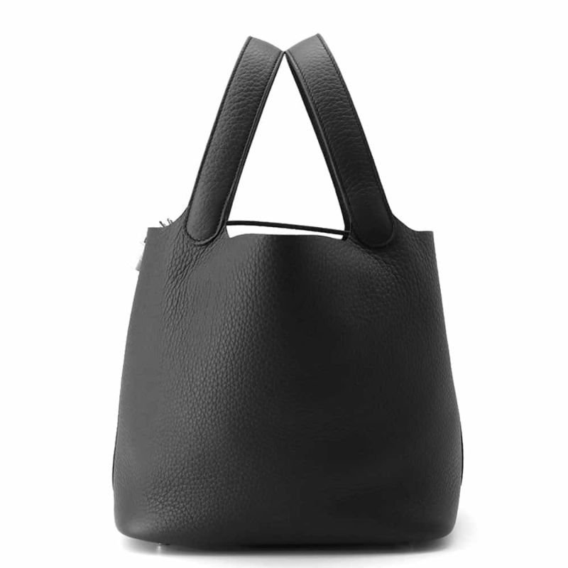 エルメス ハンドバッグ ピコタンロックMM ブラック/シルバー金具 トリヨンクレマンス W刻印 黒