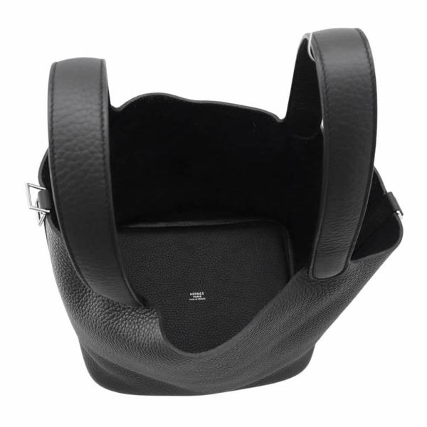 エルメス ハンドバッグ ピコタンロックMM ブラック/シルバー金具 トリヨンクレマンス W刻印 黒