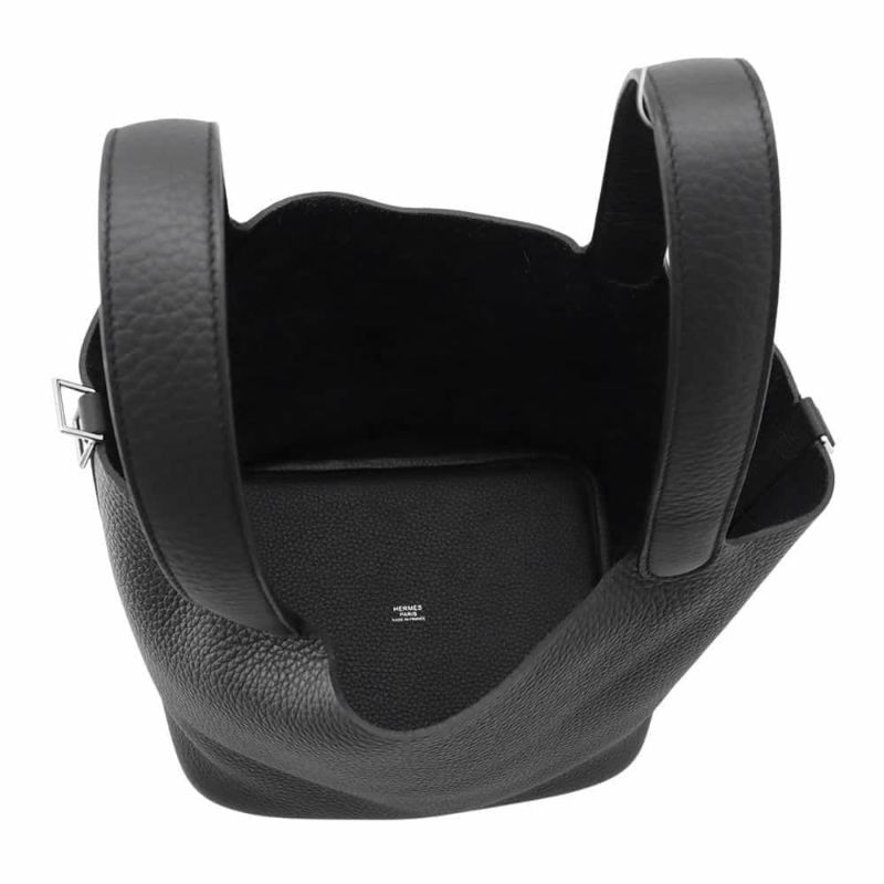 エルメス ハンドバッグ ピコタンロックMM ブラック/シルバー金具 トリヨンクレマンス W刻印 黒