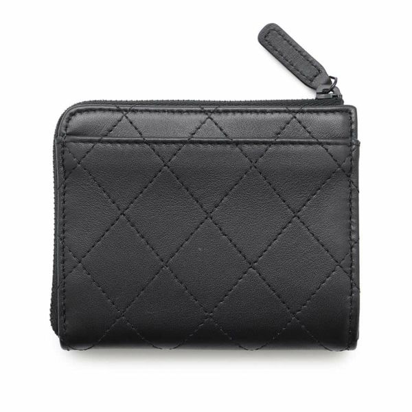 シャネル コインケース ココマーク マトラッセ L字ファスナー コンパクトウォレット カーフレザー AP3997 カードケース 黒