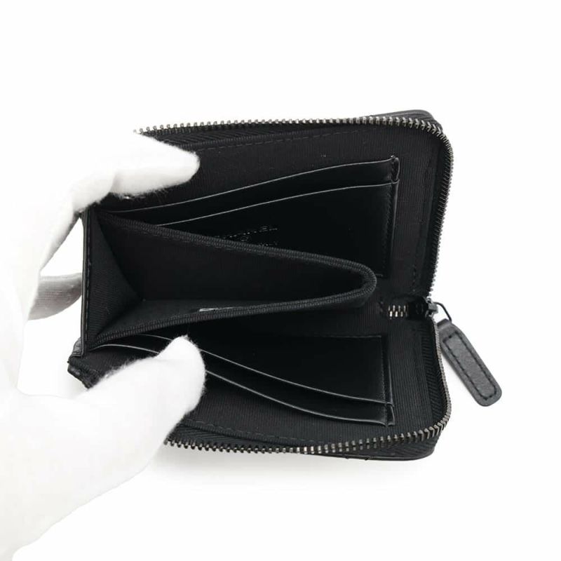 シャネル コインケース ココマーク マトラッセ L字ファスナー コンパクトウォレット カーフレザー AP3997 カードケース 黒