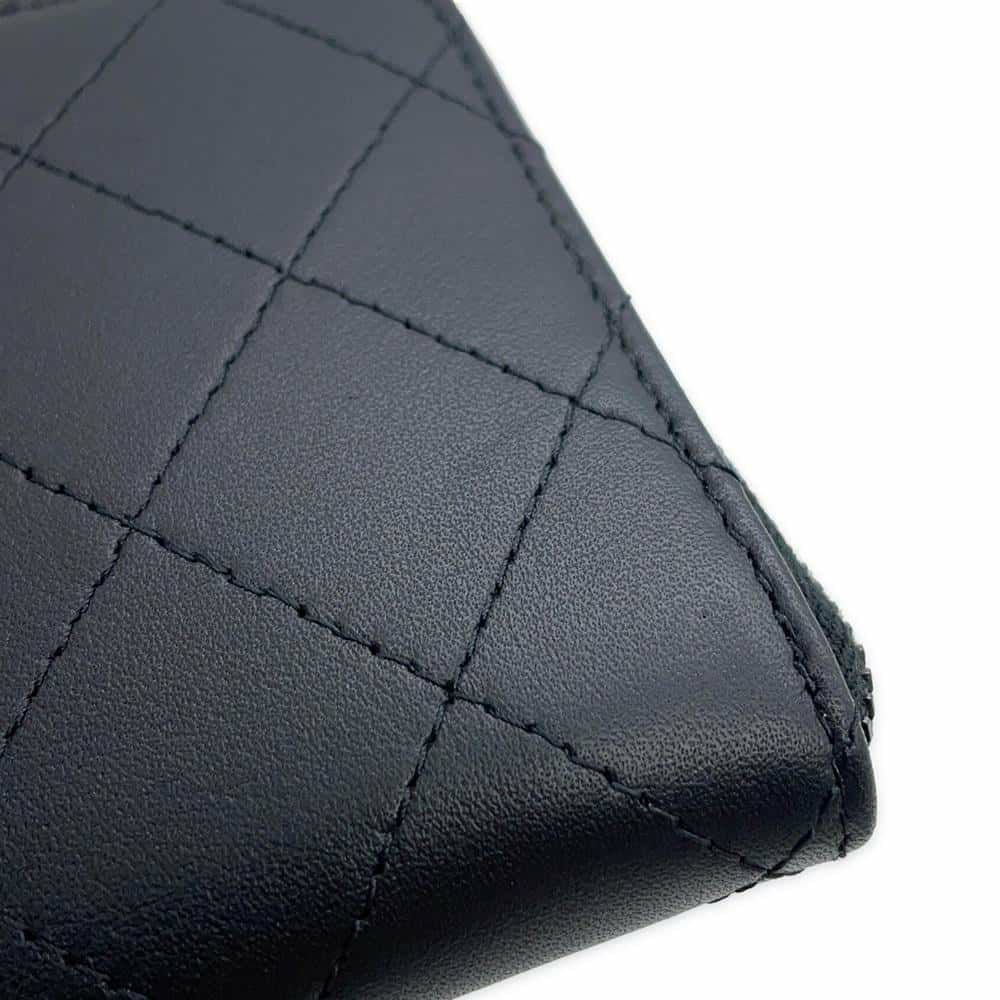 シャネル コインケース ココマーク マトラッセ L字ファスナー コンパクトウォレット カーフレザー AP3997 カードケース 黒