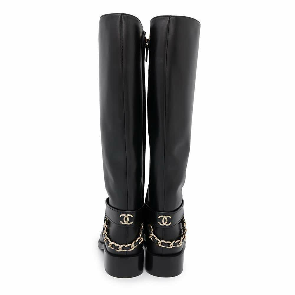 シャネル ロングブーツ ココマーク チェーン レディースサイズ37C G39171 CHANEL 靴 黒
