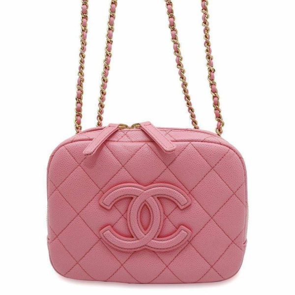 シャネル チェーンショルダーバッグ マトラッセ ココマーク カメラバッグ キャビアスキン CHANEL 2way