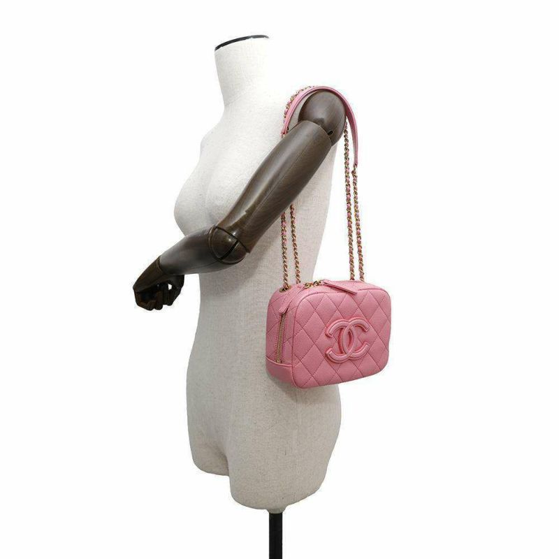 シャネル チェーンショルダーバッグ マトラッセ ココマーク カメラバッグ キャビアスキン CHANEL 2way