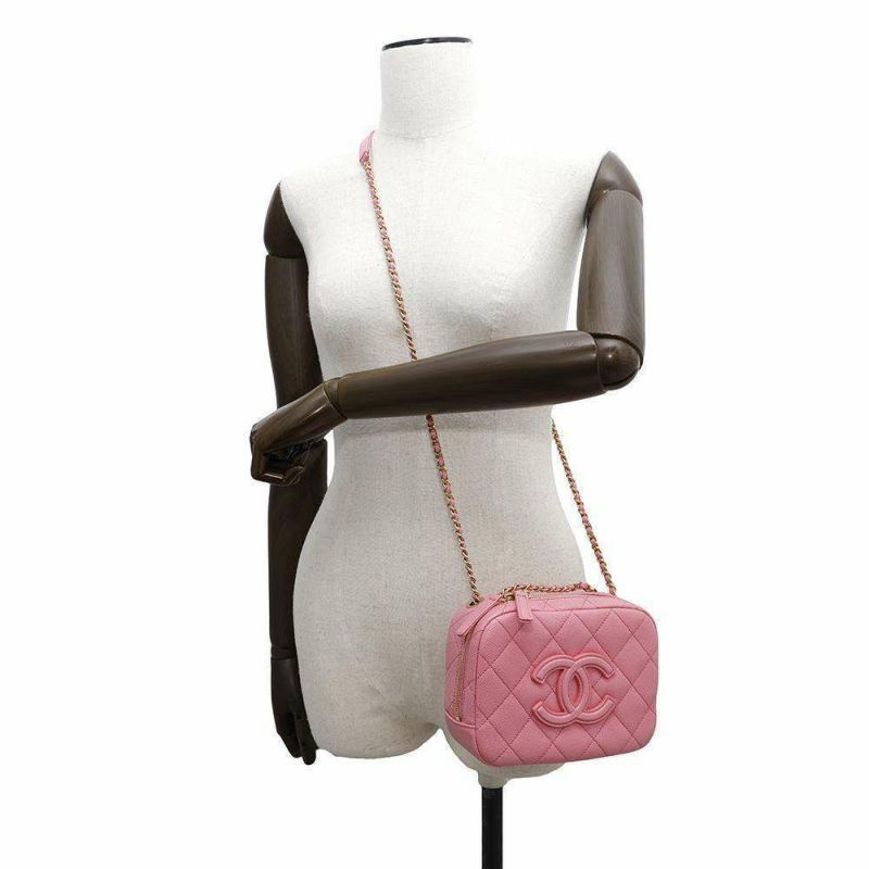 シャネル チェーンショルダーバッグ マトラッセ ココマーク カメラバッグ キャビアスキン CHANEL 2way