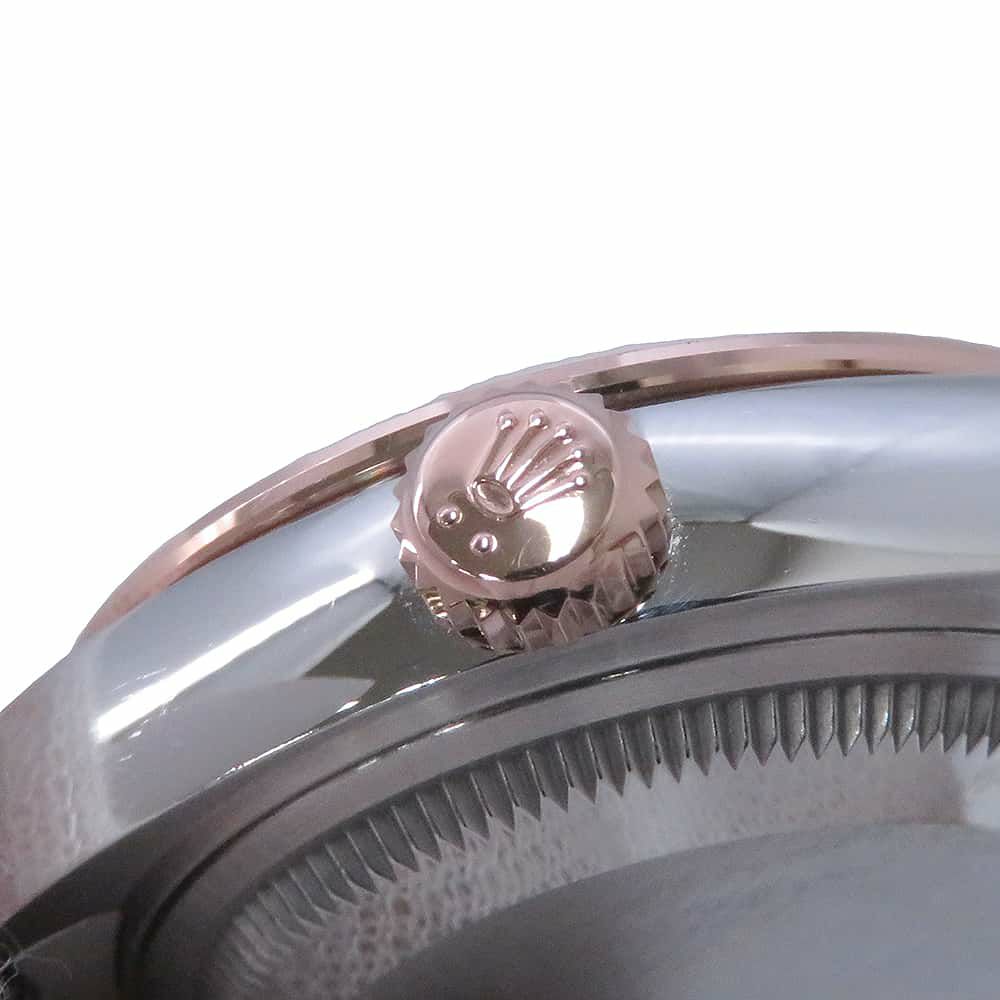 ロレックス レディ デイトジャスト SS/K18PG ダイヤベゼル 279381RBR ホワイトマザーオブパール文字盤 10Pダイヤ