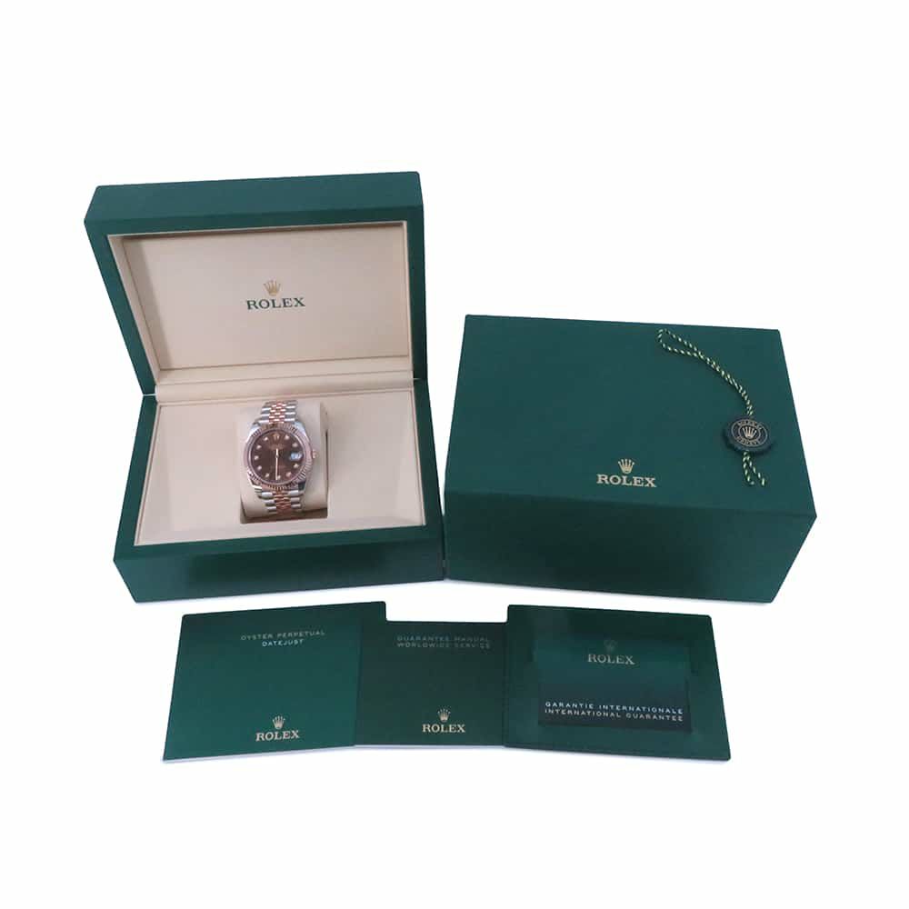 ロレックス デイトジャスト41 SS/K18PG 126331G ROLEX 腕時計 チョコレート文字盤 10Pダイヤ　エバーローズゴールド