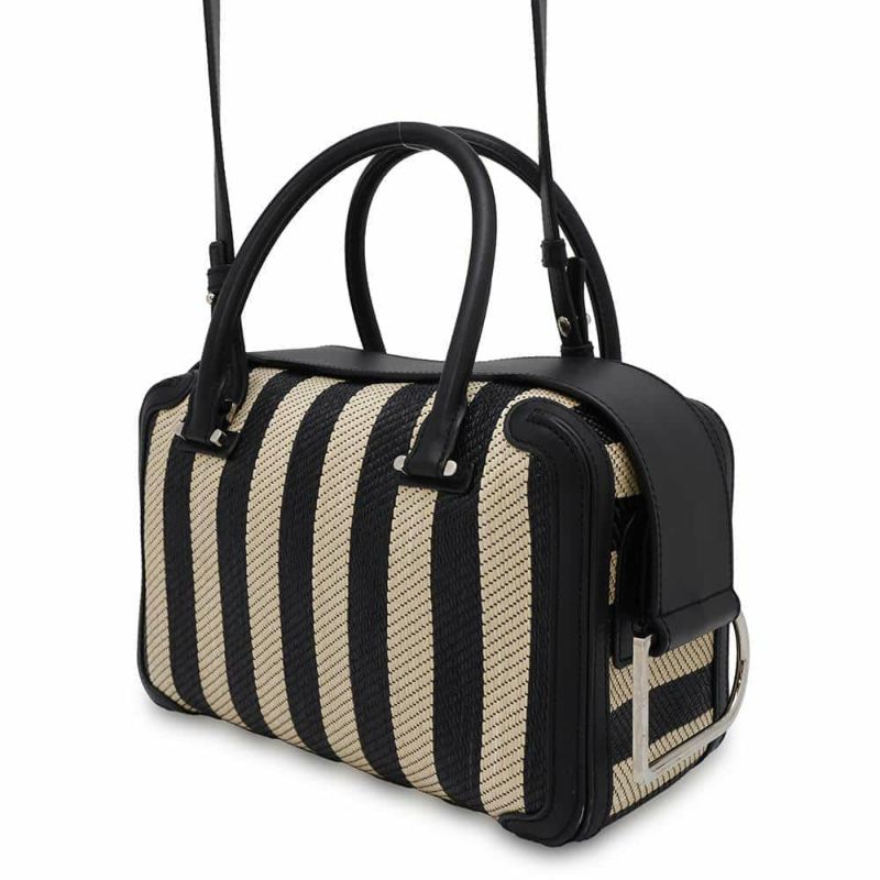 デルヴォー ハンドバッグ クールボックスMM カーフレザー ラフィア AA0457BBK0AOCPA DELVAUX 2way 黒