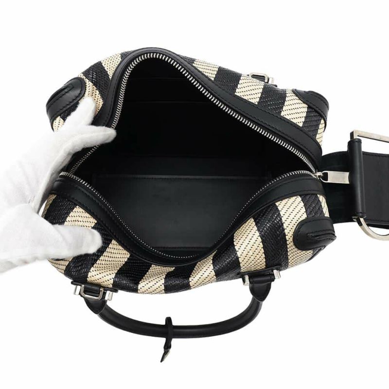 デルヴォー ハンドバッグ クールボックスMM カーフレザー ラフィア AA0457BBK0AOCPA DELVAUX 2way 黒