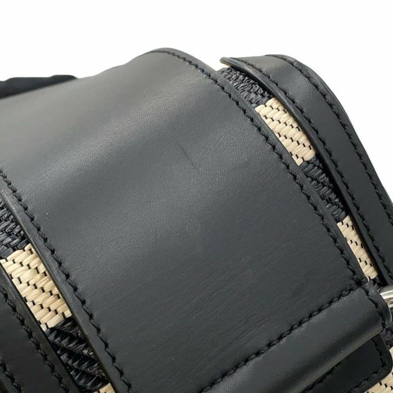 デルヴォー ハンドバッグ クールボックスMM カーフレザー ラフィア AA0457BBK0AOCPA DELVAUX 2way 黒