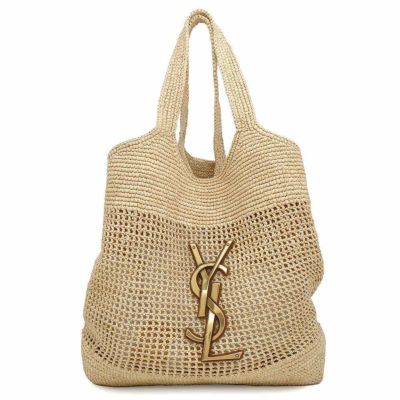 サンローランパリ トートバッグ イカール マキシ ショッピングバッグ ラフィアクロシェ 772191 SAINT LAURENT PARIS 安心保証