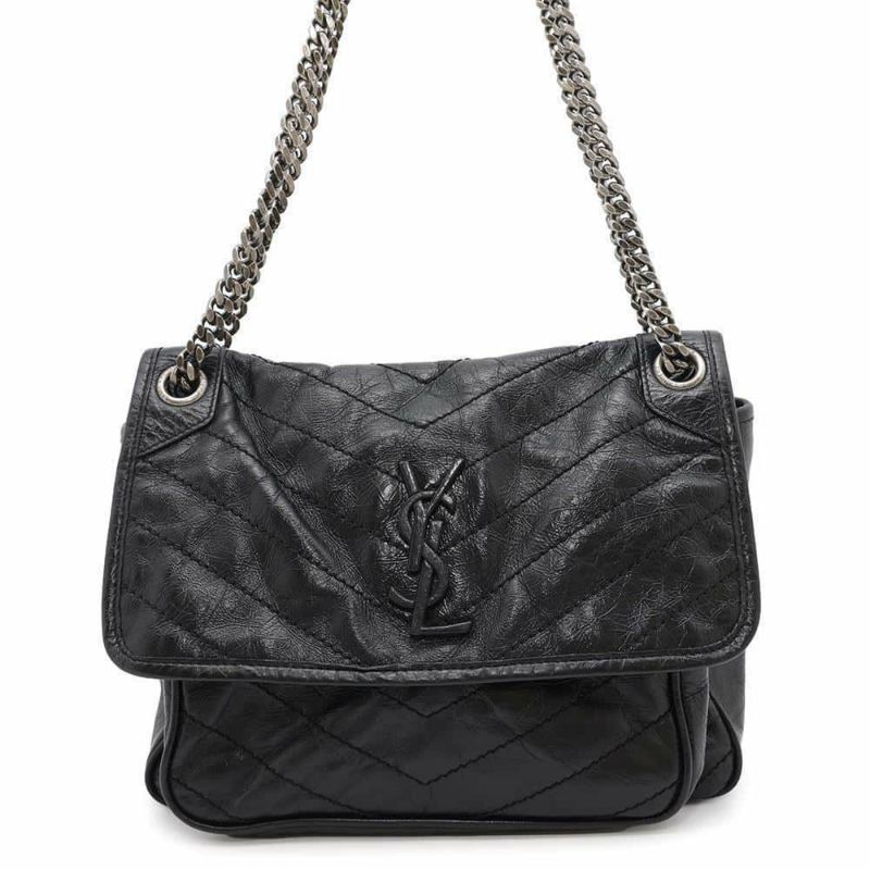 サンローランパリ チェーンショルダーバッグ ニキ ヴィンテージカーフレザー 498894 SAINT LAURENT PARIS 黒