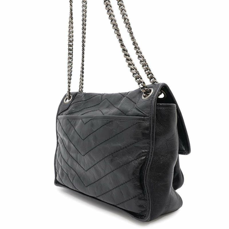 サンローランパリ チェーンショルダーバッグ ニキ ヴィンテージカーフレザー 498894 SAINT LAURENT PARIS 黒
