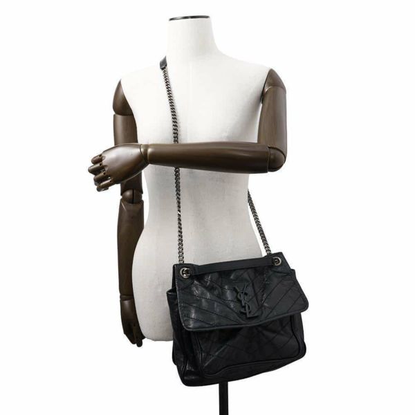 サンローランパリ チェーンショルダーバッグ ニキ ヴィンテージカーフレザー 498894 SAINT LAURENT PARIS 黒