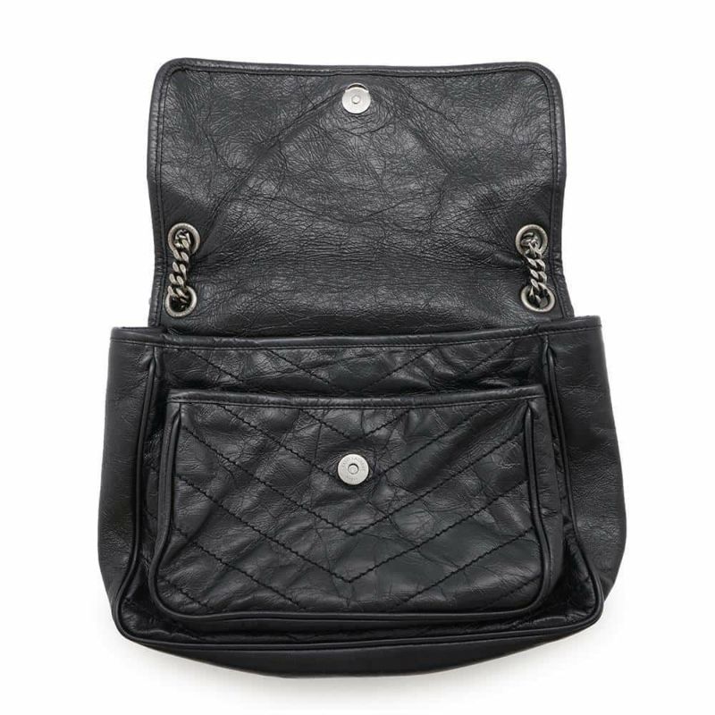 サンローランパリ チェーンショルダーバッグ ニキ ヴィンテージカーフレザー 498894 SAINT LAURENT PARIS 黒