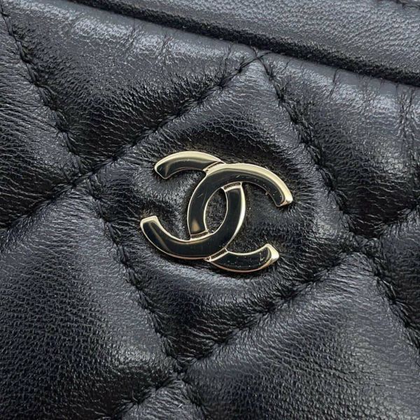 シャネル ポーチ ココマーク マトラッセ コスメポーチ ラムスキン A80909 CHANEL 小物入れ 化粧ポーチ 黒