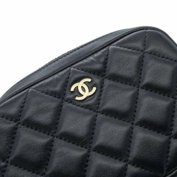 シャネル ポーチ ココマーク マトラッセ コスメポーチ ラムスキン A80909 CHANEL 小物入れ 化粧ポーチ 黒