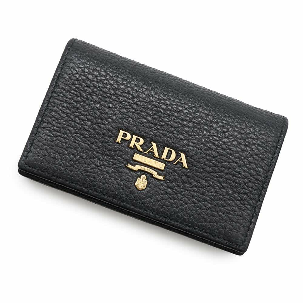 プラダ カードケース ロゴ レザー 1MC122 PRADA 財布 名刺れ 黒 安心 