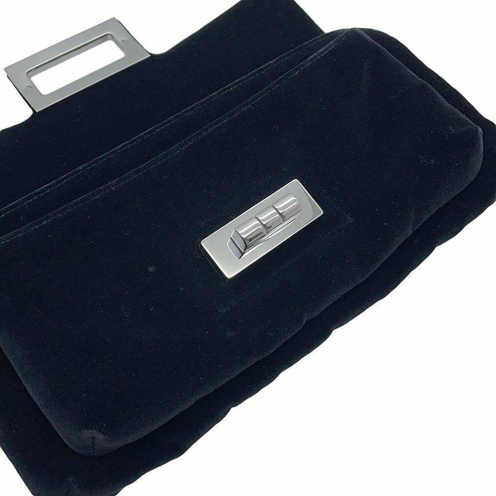 シャネル チェーンショルダーバッグ 2.55 ベロア CHANEL 黒