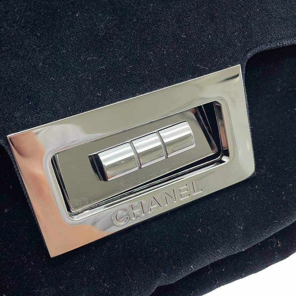 シャネル チェーンショルダーバッグ 2.55 ベロア CHANEL 黒