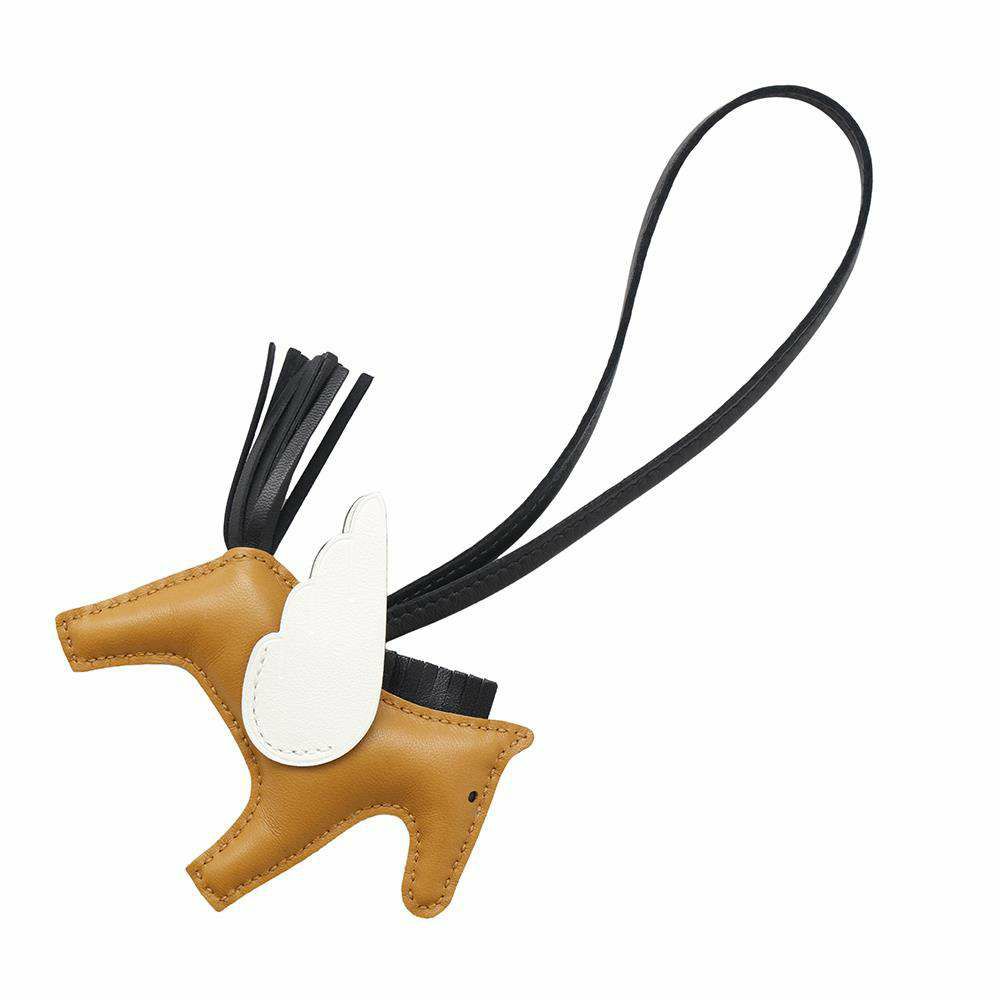 エルメス バッグチャーム ロデオPM ペガサス ナタ/セサミ/ブラック ラムスキン B刻印