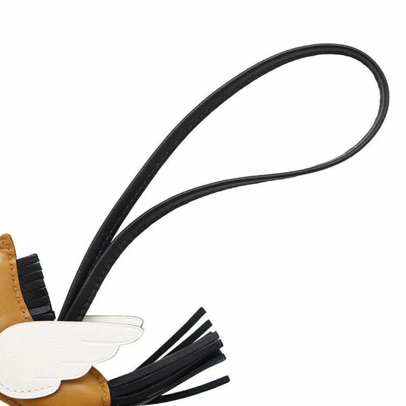 エルメス バッグチャーム ロデオPM ペガサス ナタ/セサミ/ブラック ラムスキン B刻印