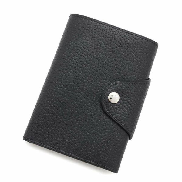 エルメス 二つ折り財布 イリアード コンパクト ブラック/シルバー金具 ヴァッシュ・ギャロップ・ドゥ・エルメス W刻印 黒